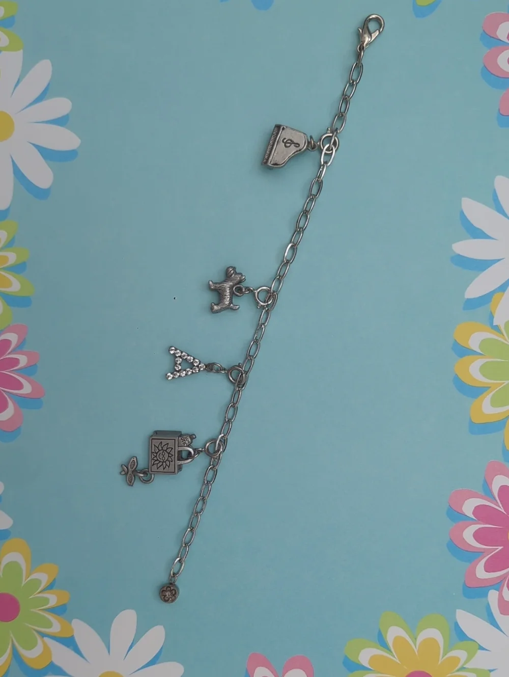 Children's Silver Charm Adjustable Bracelet with 4 Charms